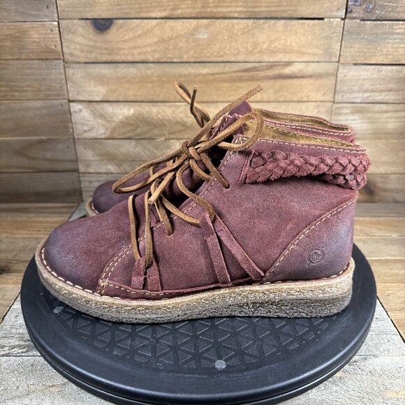 Born Womens Size US 6 Artisan Comfort Lace Up Booties Temple II Dark Red - Picture 3 of 10